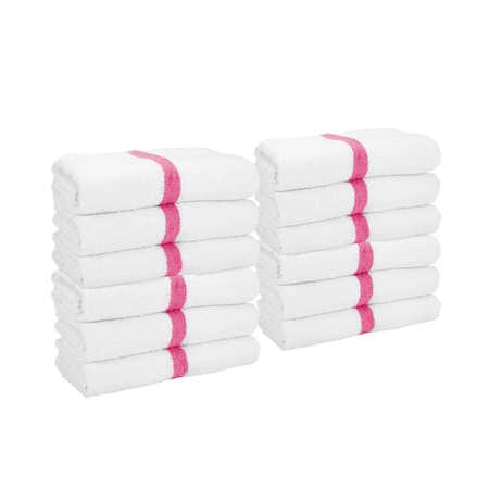 Monarch Brands Gym Power Bath Towels , Pink, 12PK PNP-PWR-2244-6PKCS